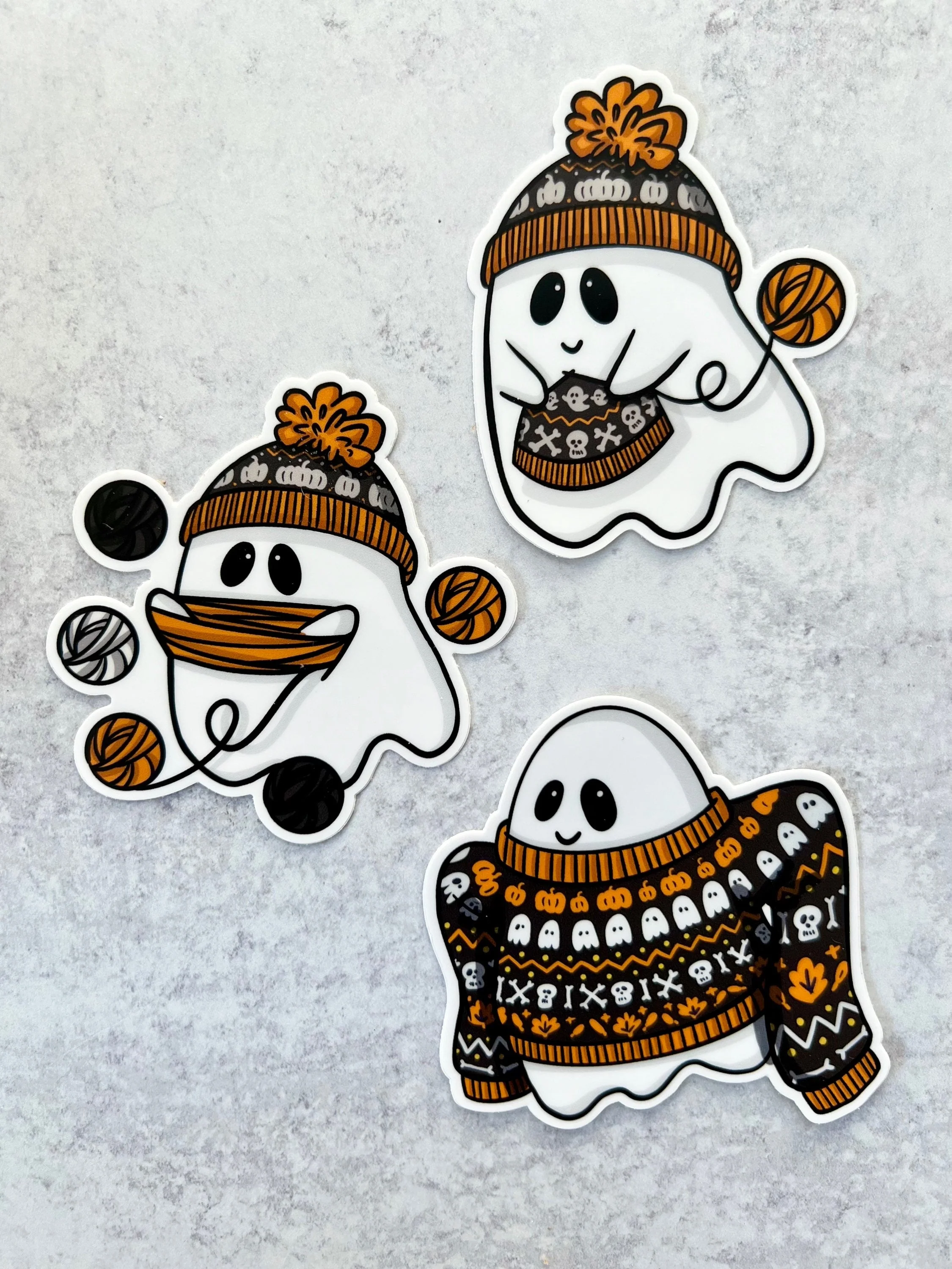 Sticker - Knitting Ghostie - 3x3in - Image 3